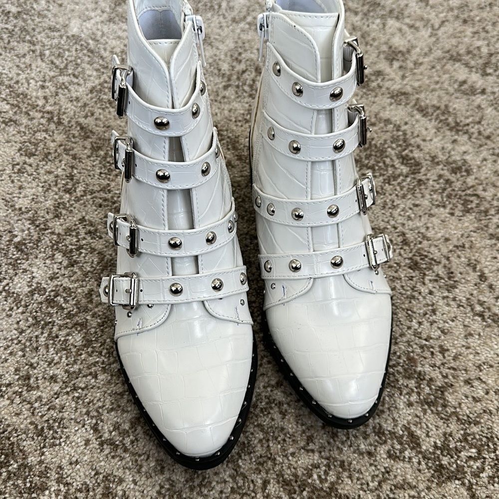 Catherine Melandrano White Leather Heeled Boots 6.5 - Picture 2 of 9